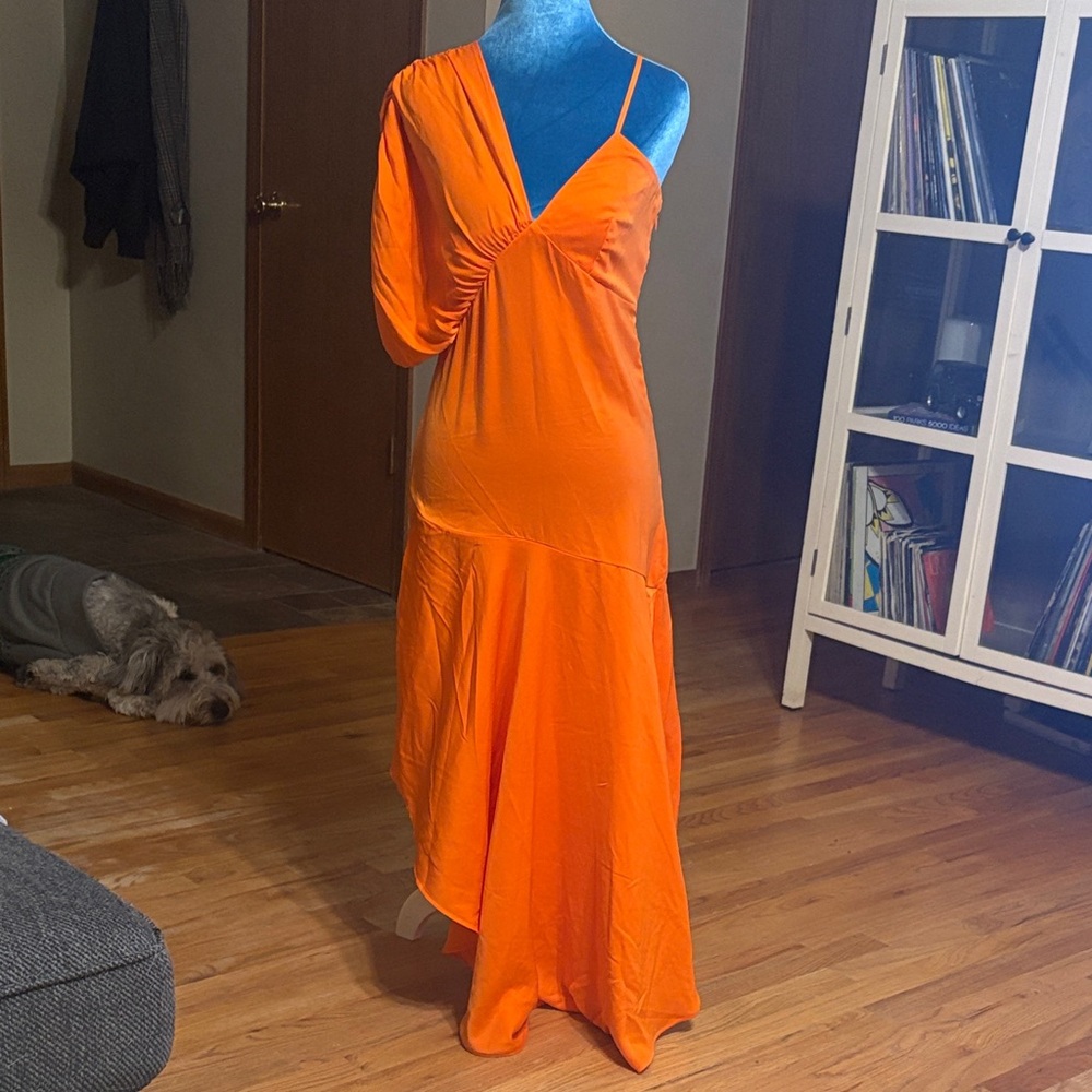 Vibrant One-Shoulder Orange Dress